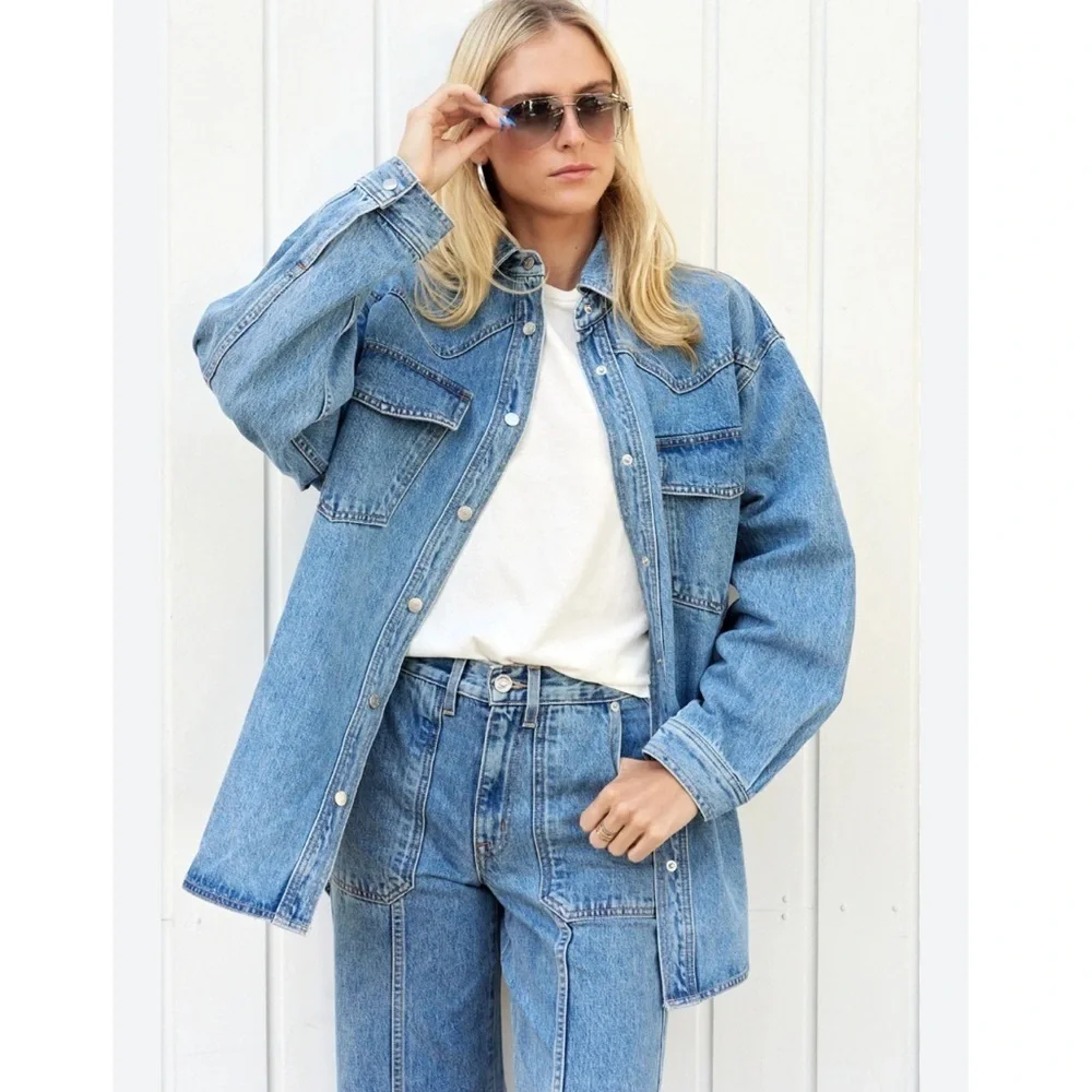 SLVRLAKE Shacket Western Overshirt Button Down in Denim